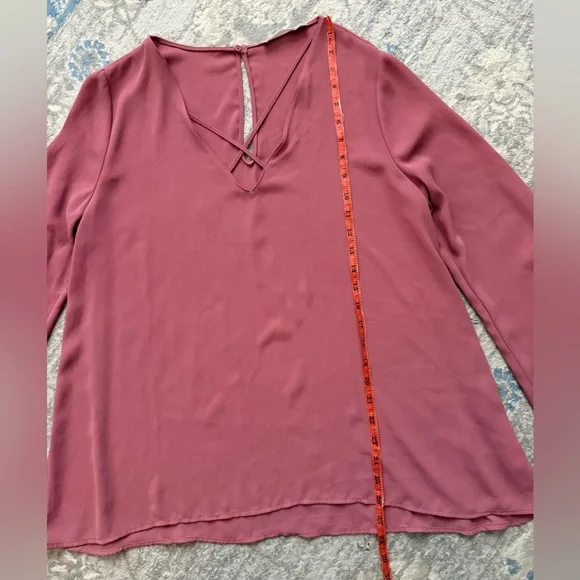 Lush Dusty Rose Crisscross Blouse - Picture 7 of 9
